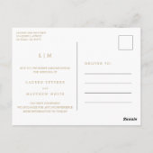 Carte Postale Remise du Mariage de monogramme d'or simple (Dos)