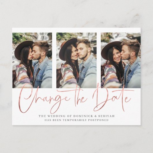 Carte Postale Remise du Mariage d'or Chic Rose manuscrit (Devant)