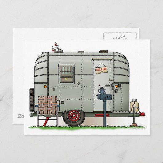 Carte Postale Remorque Avion Camper (Devant / Derrière)
