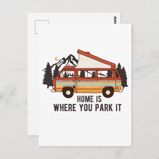 Carte Postale Remorque Camping RV "Home is Where You Park It" (Devant / Derrière)