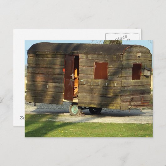 Carte postale Remorque Carvan en bois (Devant / Derrière)