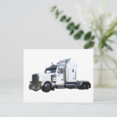 Carte Postale Remorque semi-tracteur blanc (Debout devant)