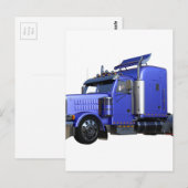 Carte Postale Remorque semi-tracteur en métal bleu (Devant / Derrière)