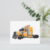 Carte Postale Remorque semi-tracteur orange (Debout devant)