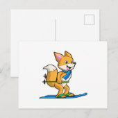 Carte Postale Ren skieur avec skis et bâtons de ski (Devant / Derrière)