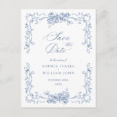 Carte Postale Renaissance Orné Fleurs Mariage Épargnez la Date (Devant)