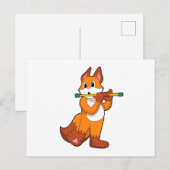 Carte Postale Renard à la musique avec flûte.PNG (Devant / Derrière)