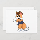 Carte Postale Renard à la piscine avec maillot de bain (Devant / Derrière)