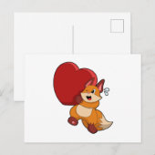 Carte Postale Renard à l'amour avec cœur (Devant / Derrière)