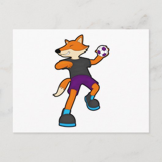 Carte Postale Renard à main avec Handball (Devant)