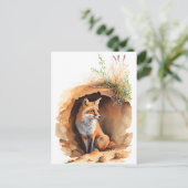 Carte Postale Renard aquarelle dans son den (Debout devant)