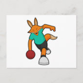 Carte Postale Renard au bowling avec boule de bowling (Devant)