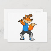 Carte Postale Renard au cricket avec batte de cricket (Devant / Derrière)