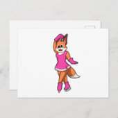 Carte Postale Renard au patinage sur glace avec patins sur glace (Devant / Derrière)