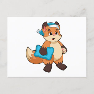 Carte Postale Renard avec bonnet de nuit