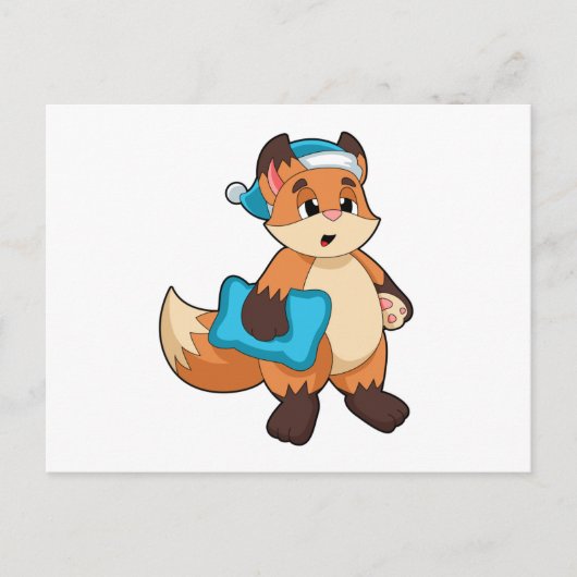 Carte Postale Renard avec bonnet de nuit (Devant)