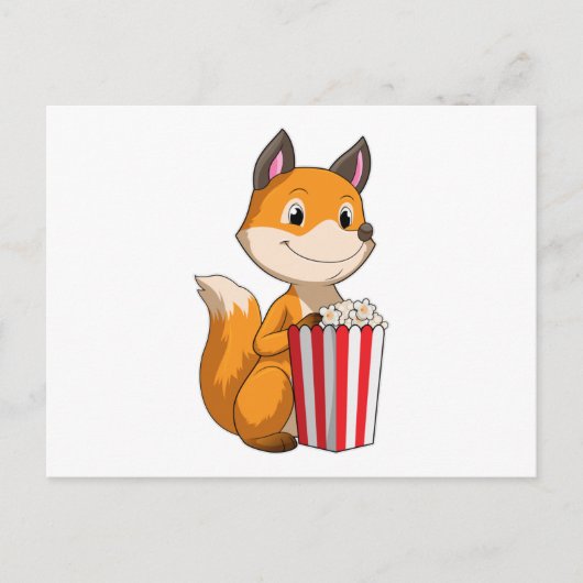 Carte Postale Renard avec du pop-corn (Devant)