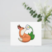 Carte Postale Renard avec fleurs blanches (Debout devant)