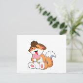 Carte Postale Renard avec glace à la fraise (Debout devant)