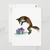 Carte Postale renard avec le présent (Devant / Derrière)