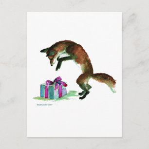 Carte Postale renard avec le présent