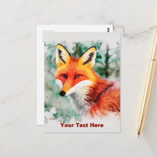 Carte Postale Renard blanc (Devant/Arrière en situation)