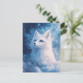 Carte Postale Renard Blanc Céleste dans Nébuleuse Étoilée (Debout devant)