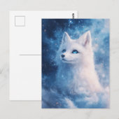 Carte Postale Renard Blanc Céleste dans Nébuleuse Étoilée (Devant / Derrière)