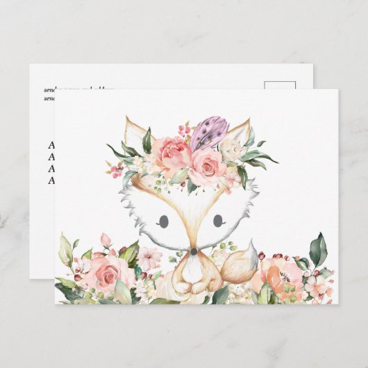 Carte Postale renard boisé, mignon (Devant / Derrière)