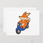 Carte Postale Renard comme Biker avec Scooter (Devant / Derrière)