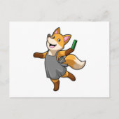 Carte Postale Renard comme coiffeur avec ciseaux (Devant)