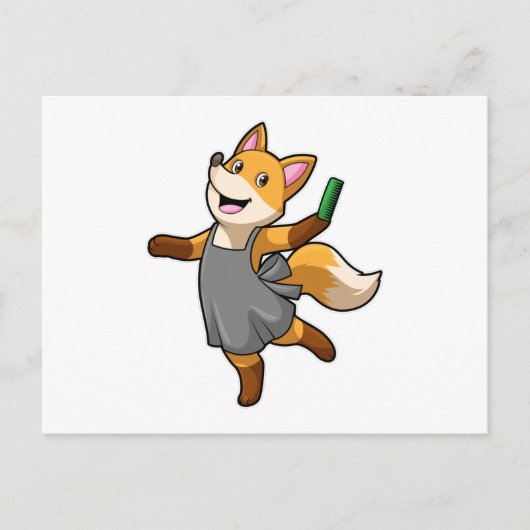 Carte Postale Renard comme coiffeur avec ciseaux (Devant)