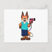 Carte Postale Renard comme coiffeur avec sèche-cheveux (Devant)