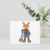 Carte Postale Renard comme mécanicien avec clé à écrou (Debout devant)