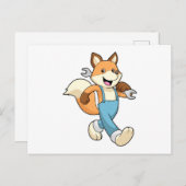 Carte Postale Renard comme mécanique avec clé (Devant / Derrière)