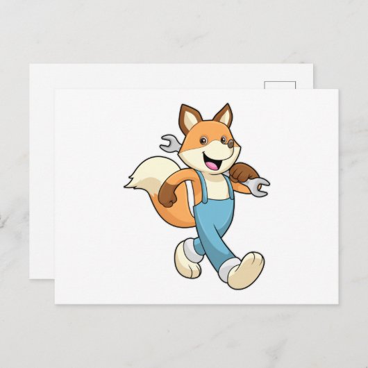 Carte Postale Renard comme mécanique avec clé (Devant / Derrière)