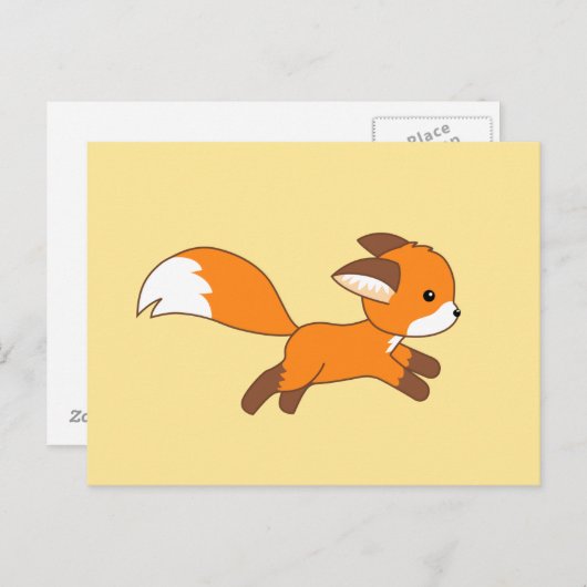 Carte Postale Renard courant mignon (Devant / Derrière)