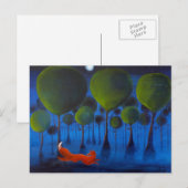 Carte Postale Renard Coureur dans Woodland à la nuit. (Devant / Derrière)