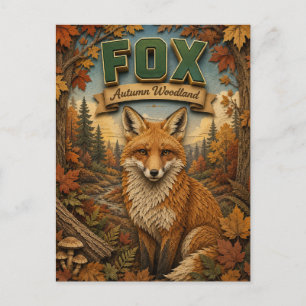Carte Postale Renard de la forêt automnale POPCUT