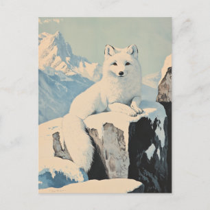 Carte Postale Renard de neige vintage