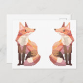 Carte Postale Renard de pixel, Fox Pixel art (Devant / Derrière)
