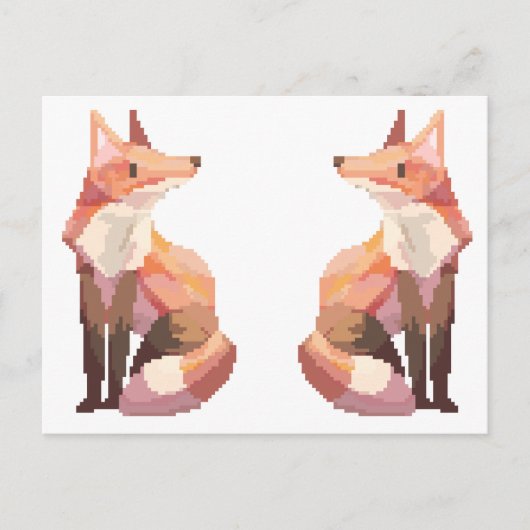 Carte Postale Renard de pixel, Fox Pixel art (Devant)
