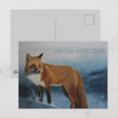 Carte postale Renard d'hiver Pensée pour vous (Devant / Derrière)