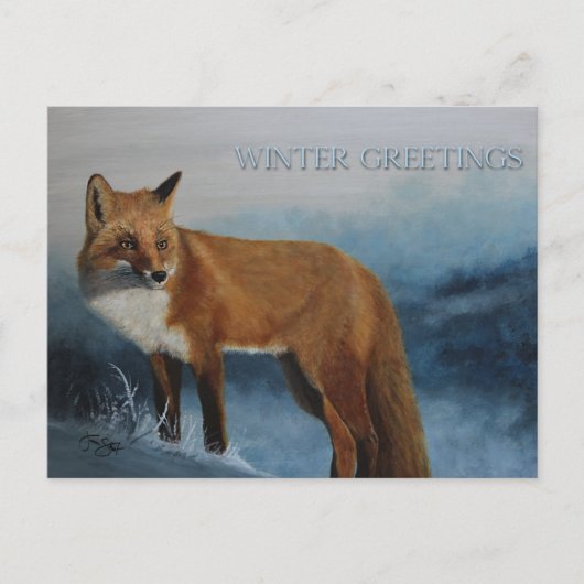Carte postale Renard d'hiver Pensée pour vous (Devant)