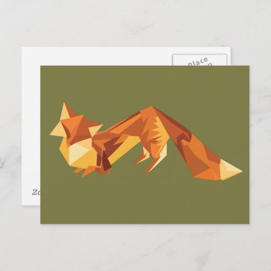 Carte Postale Renard d'Origami (Devant / Derrière)