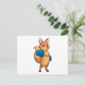Carte Postale Renard en boxeur avec des gants de boxe (Debout devant)