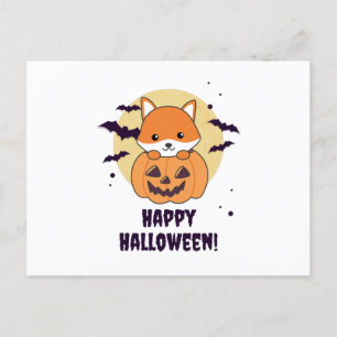 Carte Postale Renard En Citrouille Foxes Doux Joyeux Halloween