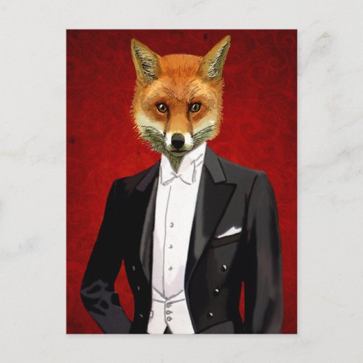 Carte Postale Renard En Costume De Soirée, Portrait (Devant)