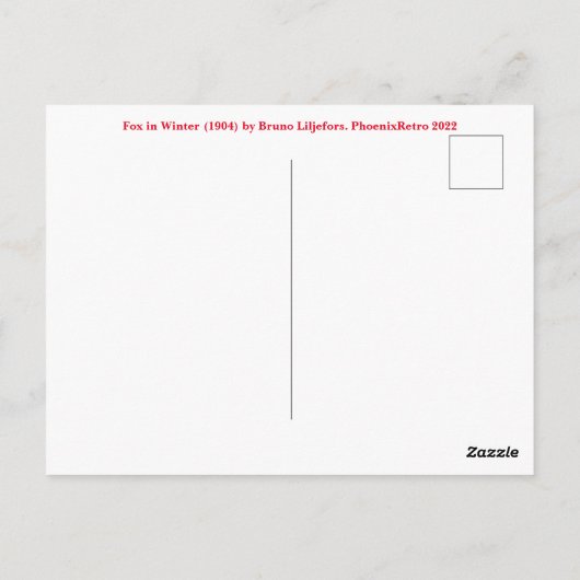 Carte Postale Renard en hiver (1904) par Bruno Liljefors (Dos)