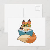 Carte Postale Renard en intello avec livre et lunettes (Devant / Derrière)